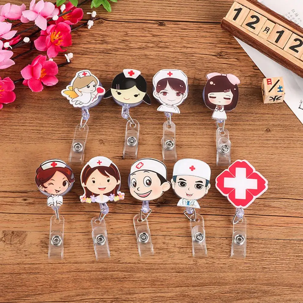 

1Pc Hospital Nurse Badge Cartoon Easy To Pull Buckle ID Logo Lanyard / IC Card Badge Reel Holder Name Escolar Papelaria Gift