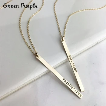 

Initial Bar Jewelry Long Necklace Gold Wrap Chocker Handmade Pendants Kolye Bridesmaid Gift Women Necklace