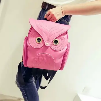 

Fashion Women Backpack Newest Stylish Cool Black Genuine Leather Owl Backpack Female Hot Sale Women Man shoulder bag school bags