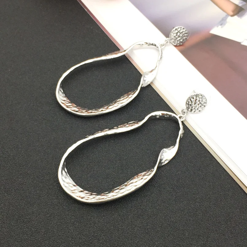 MANILAI Irregular Golden & Silver Colors Metal Big Drop Dangle Earrings Women Fashion Vintage Statement Earings Brincos Gift