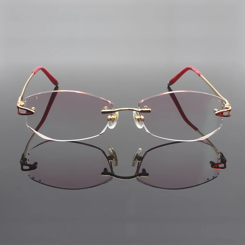 Модные очки 8070, алмазная обрезка, без оправы, очки по рецепту, оптические очки, оправа для женщин, очки