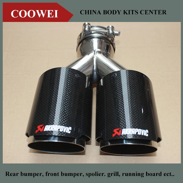 

1PCS Inlet63mm-Outlet 89mm(Dual) AKRAPOVIC Exhaust Tip Glossy carbon fiber tail tip exhaust pipe tail quad tip