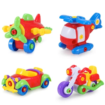 

Baby DIY Blocks Disassembly Assembly Classic Car/Helicopter/Motorcycle Educational Blocks Toys With Assemble Screw Driver Nut
