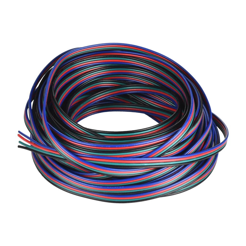 RGB светодио дный провод 4pin 22 AWG ПВХ Расширение RGB + черный провода кабель использовать для SMD3528 5050 RGB Светодиодные ленты свет