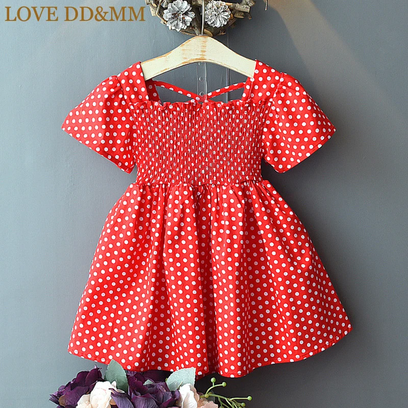 

LOVE DD&MM Girls Dresses 2019 Summer New Children's Wear Girls Fashion Polka Dot Waist Backless Cross Red Princess Sweet Dress