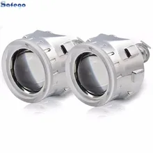 Buy 2.5 inch bixenon projector lens + mask shroud with double angel eyes for car HID Headlight headlamp Projector Lens for H1 H7 H4 Free Shipping