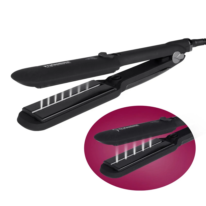 

Family Lady Hair Care tool Professional Steam Hair Straightener Ceramic Vapor Infrared Heating Flat Iron Salon Black EU Plug