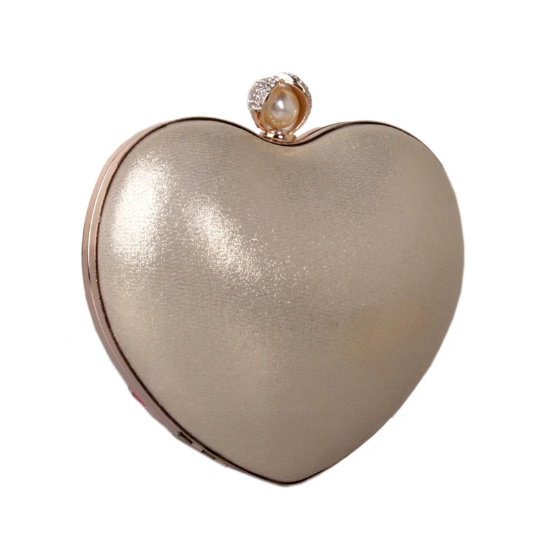 Daiwei Для женщин вечерняя сумочка; BS010 клатчем с бриллиантами жемчуг кожзам Свадебные События/партии в форме сердца металлической цепочкой