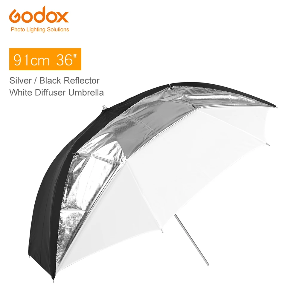 Godox 91 см 3" двухслойный светоотражающий и прозрачный черно-белый зонтик для студийной вспышки стробоскопа освещения