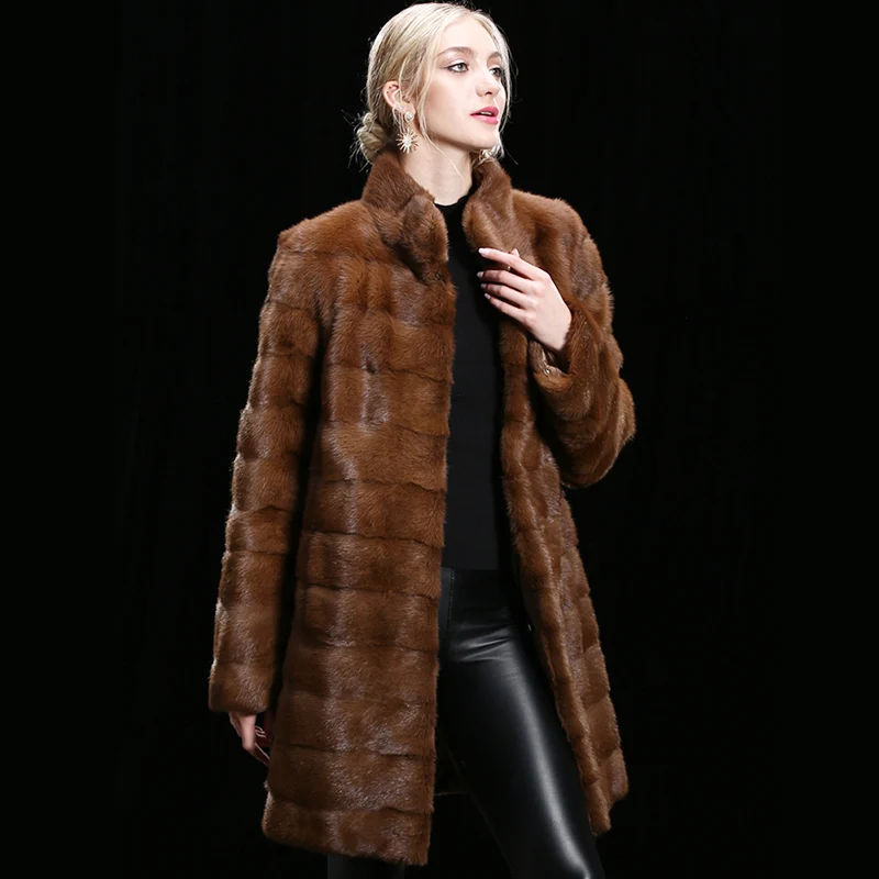 XINYUXIANG Съемный натуральный норковый мех пальто куртки женские зимние черные толстые теплые длинные с капюшоном натуральный мех норки пальто женские - Цвет: Detachable  90cm