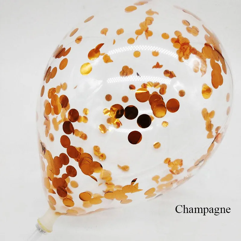 5 шт./лот золотые латексные шары 12 дюймов прозрачные воздушные шары с конфетти цвета розовое золото для свадьбы День рождения декоративные принадлежности - Цвет: Champagne