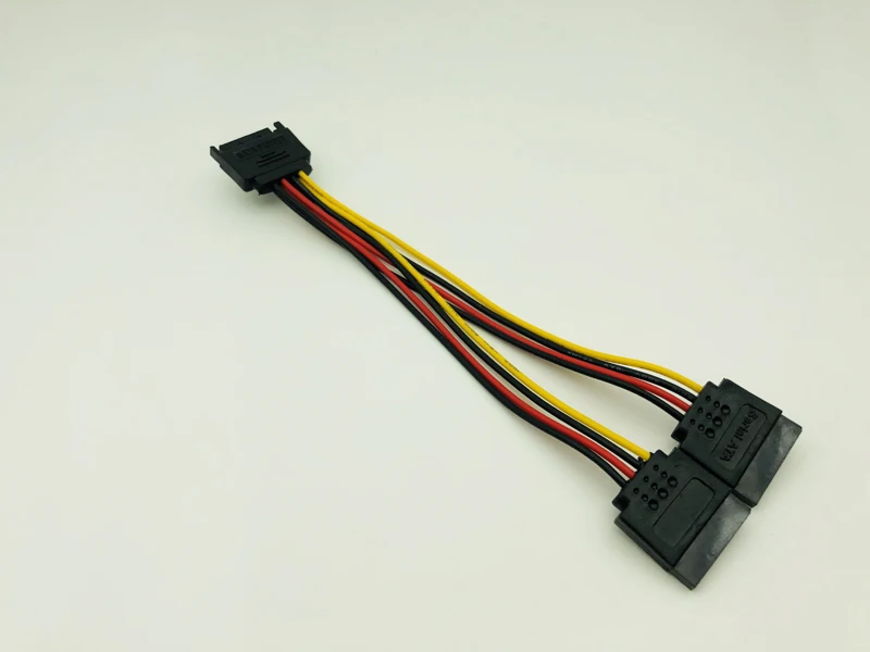 15Pin SATA Male to 2 Female 15Pin Serial ATA Power PC Computer Power Cable HDD Splitter Connector Cables for BTC ETH EOS Mining