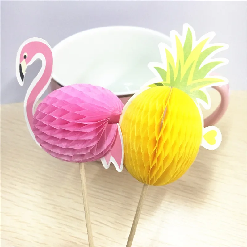 

10Pc Flamingo Pineapple Fruit Toothpick Wedding Decoration Baby Shower Flamingo cake topper Hawaii Bachelorette Party Supplies,Q