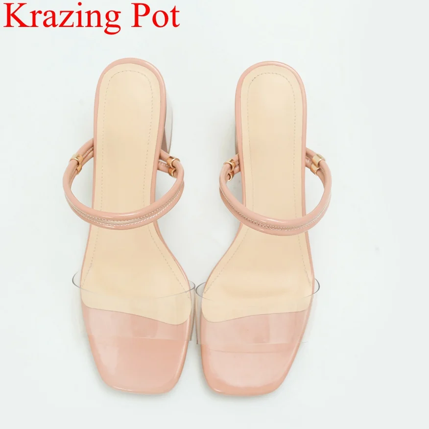 

2018 fashion vacation square heel sandals slip on elegant gladiator concise high heels casual preppy style summer shoes L01