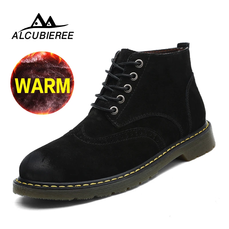 

Super Warm Men Boots Winter Leather Boots Waterproof Rubber Snow Boots With Fur England Retro Ankle Boots for Men Winter Shoes