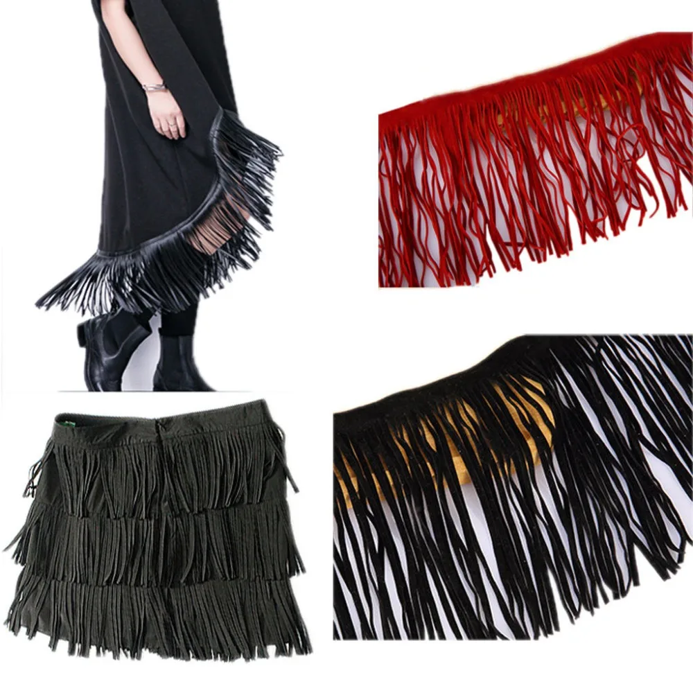 Fringe Fashionable Suede Leather Trim Lace Dress DIY Craft Clothing