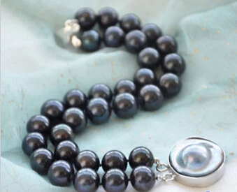 

shitou 00719 2ROW 8" 11-12mm ROUND BLACK FRESHWATER PEARL BRACELET MABE