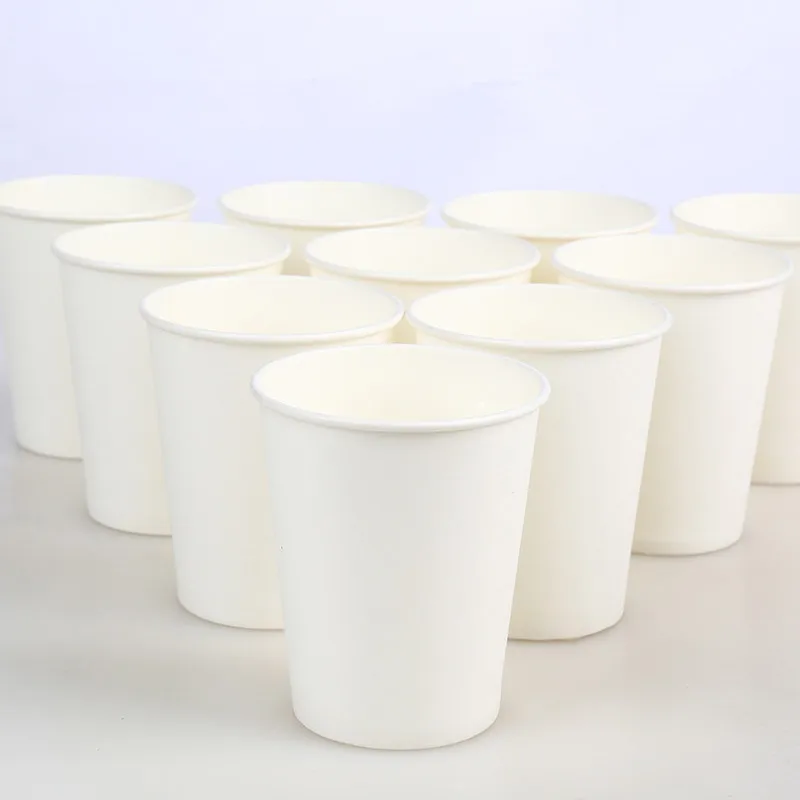 100pcs/pack 250ml Disposable White Paper Cups Thick Drinking Cup Coffee Tea Milk Cup Accept Customize