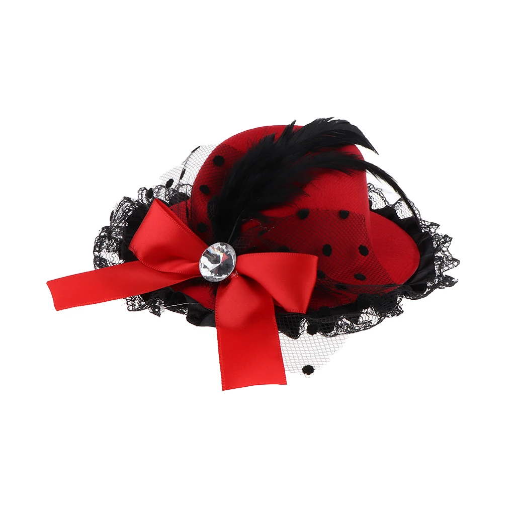 Vintage Bow-knot Cap Wide-Brim Top Hat For 1/3 BJD Dolls lace up hat for girls Doll Clothes Accessories Pink Red Black