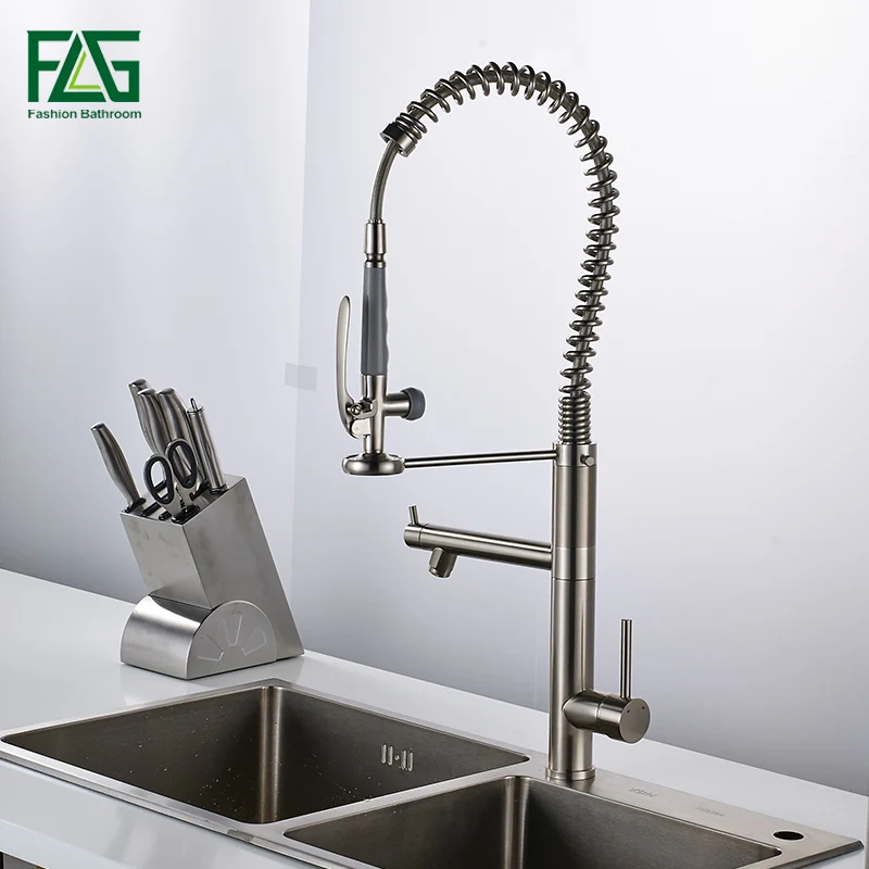  Pull out Kitchen faucet Sink mixer Faucet Deck Mount Pull Out Dual Sprayer Nozzle Hot Cold Mixer Wa - 32755958555