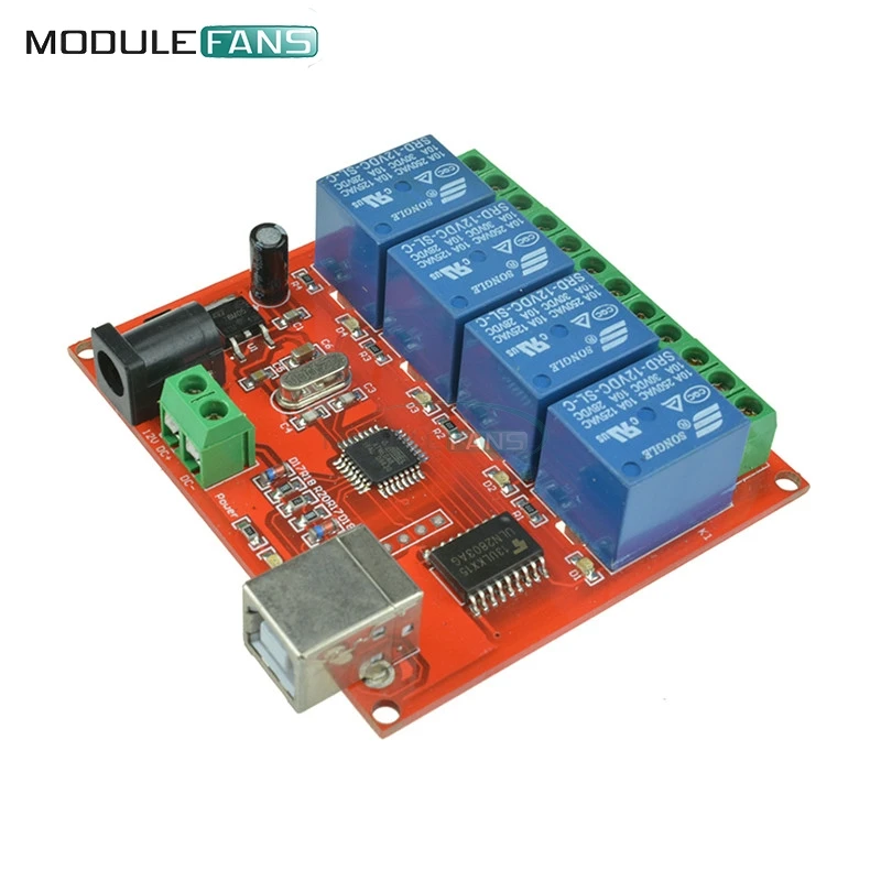 

DC 12V USB Relay 4CH 4 WAY Channel Programmable Computer Control Controller Relay For Smart Home Module Board