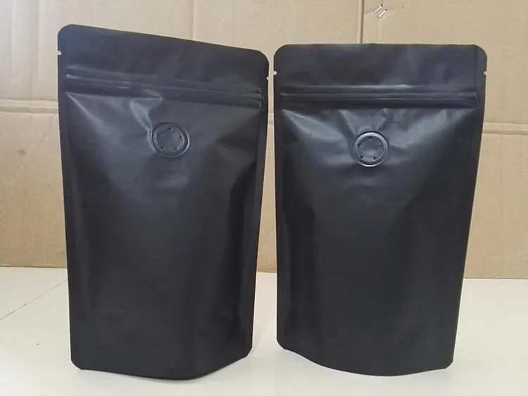 50 шт. матовый черный/белый стоячий клапан из алюминиевой фольги Ziplock мешок кофе контейнер для хранения фасоли мешок односторонний клапан влагостойкий пакет сумки