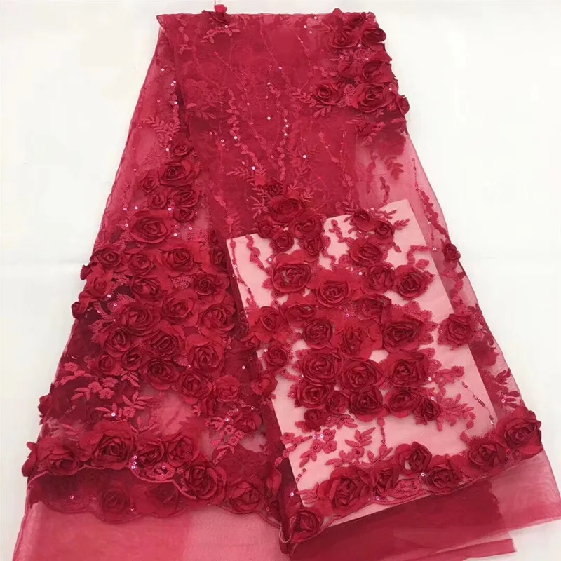 

2018 New style French net lace fabric 3D flower African tulle mesh lace fabric high quality nigerian lace fabrics1207-1