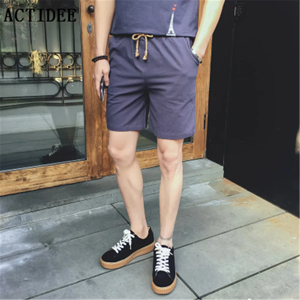 2018 New Summer 95 Cotton 5 Linen Casual Shorts Men Brand Beach