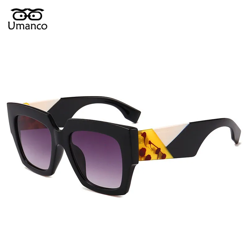 

Umanco Unique Square Sunglasses Women Men Vintage Fashion Metal Plastic Sun Glasses Multicolor Shades Mirror Gradient Eyeglasses