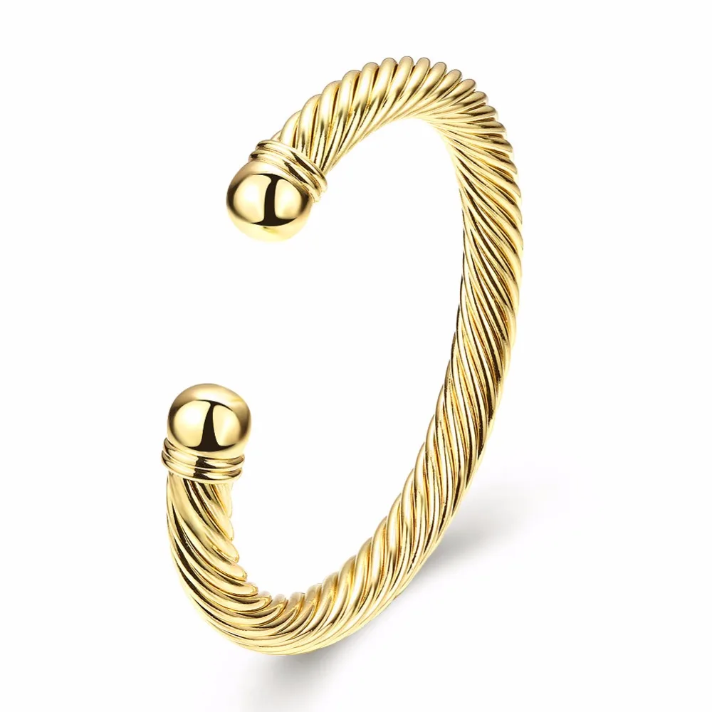 Personality Open Twist Bangles For Women Love Yellow Bangle Bracelet