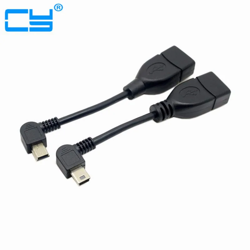 2pcs Left Angled 90 degree USB Mini 5Pin Male to USB Female OTG host cable 10cm