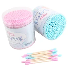 200 шт./упак. двойной головы ватным тампоном Для женщин Макияж ватные совет для медицинского деревянные палочки нос, уши очистки здравоохранения инструменты