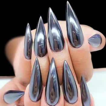 

0.5g Sexy Mirror Black Nail Glitter Powder Dazzling DIY Chrome Pigment Dust for Nail Art Decorations Manicure Black Base CHXH600