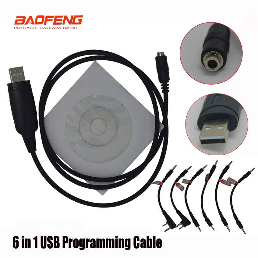 

6 in 1 USB Programming Cable For Different Brand Two Way Radio for baofeng walkie talkie UV-5R UV-82