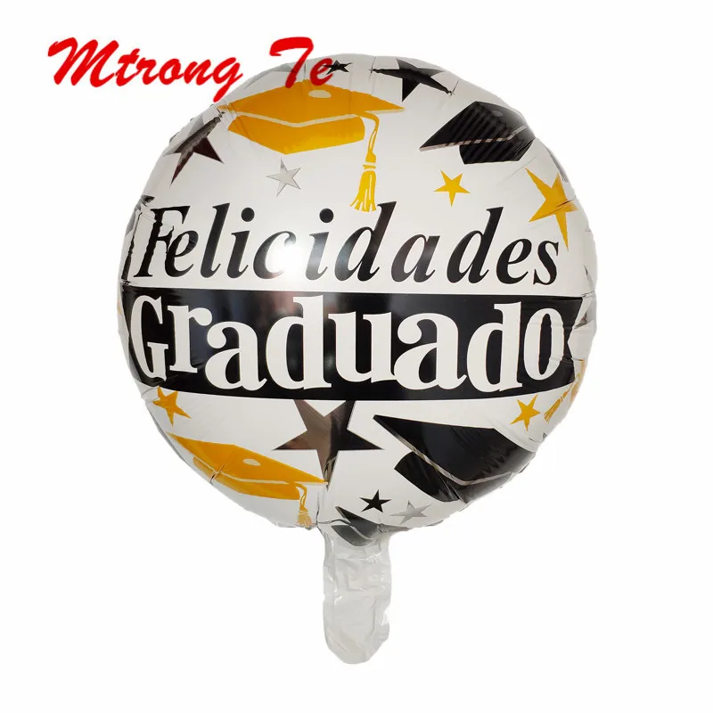 

10pcs 18inch Round Spanish Congratulations Graduate Them Party Decoration Graduate Foil Helium Balloons Party Supplies Globos