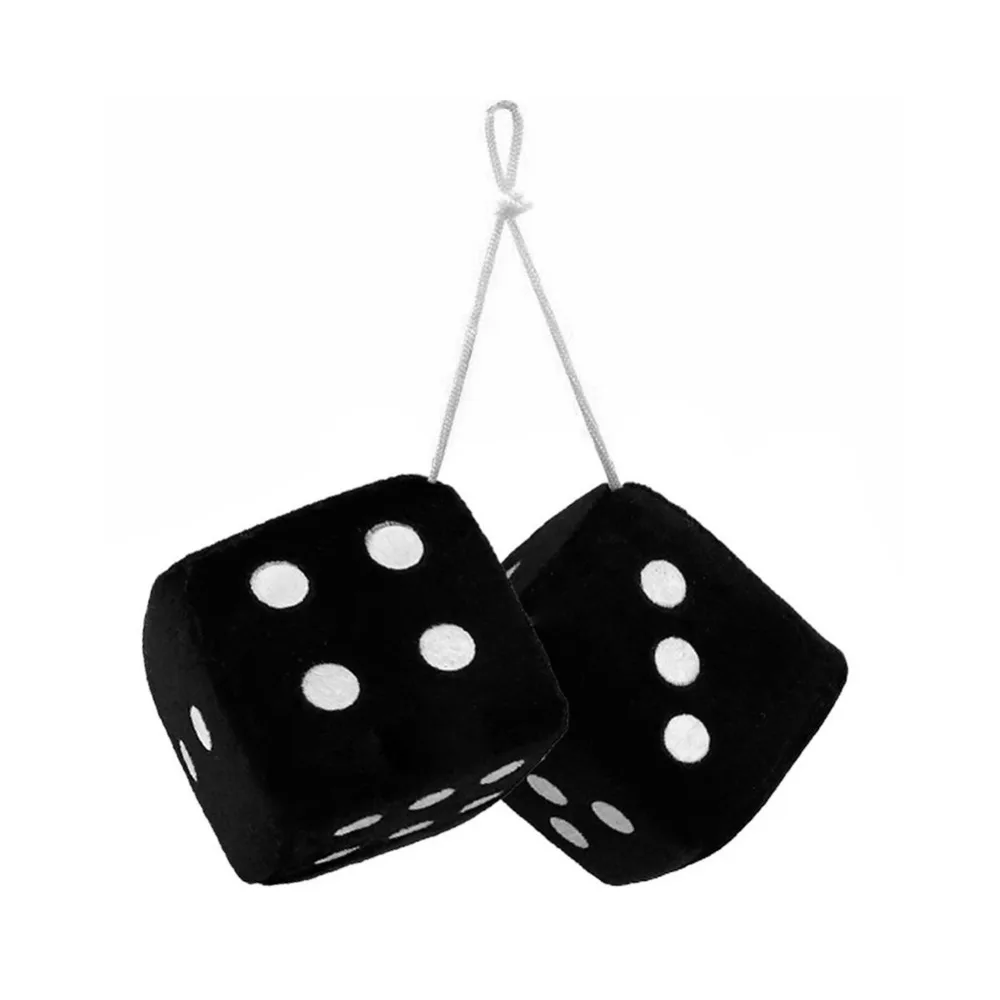 Pink Fluffy Dice Pair Hanging Car Dice 5cm x 5cm x 5cm