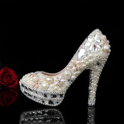 Верховный любовь жемчужина бриллиантовую свадьбу обуви невесты обувь тапочки одиночные высокие каблуки для женщин обувь водонепроницаемый платье Формальный Обувь