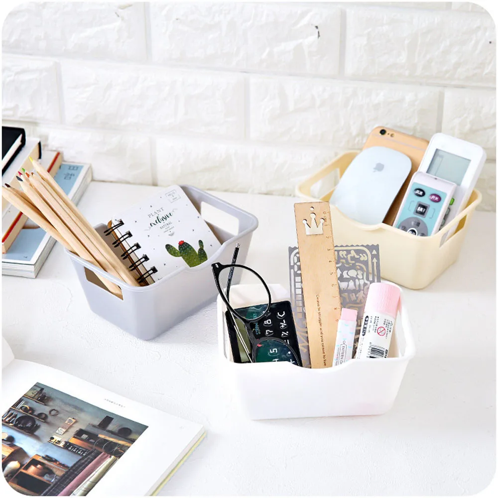 

high quality Plastic Office Desktop Storage Boxes Makeup Organizer Storage Box neatening square sundries storage