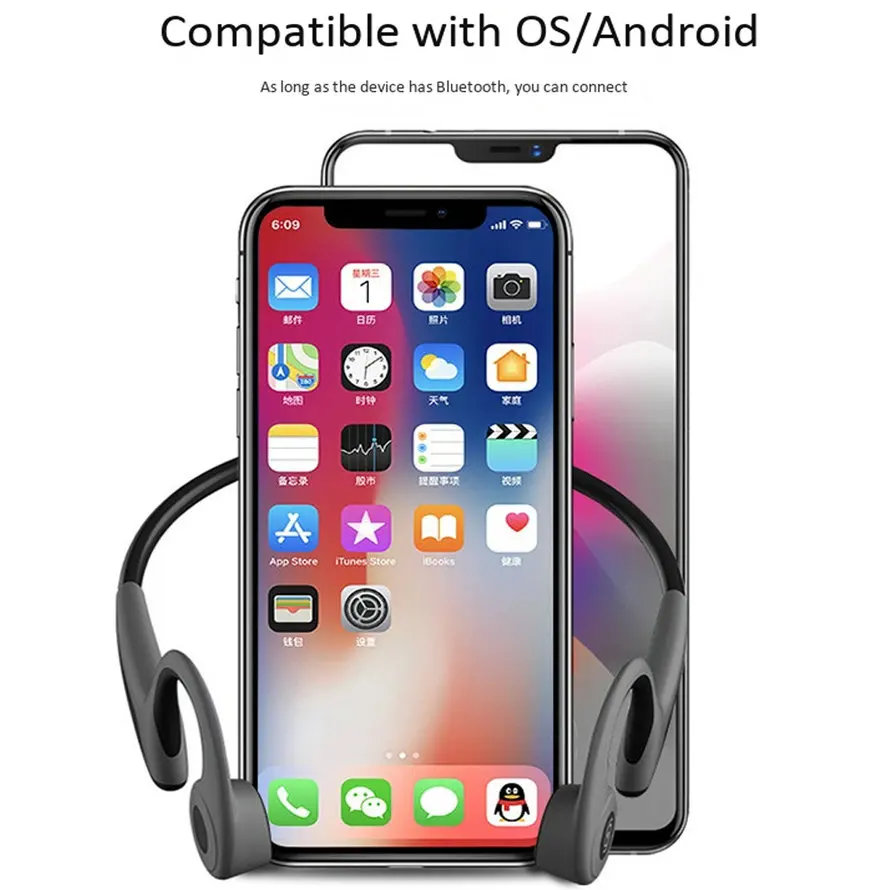 Sports Bluetooth Bone Conduction Earphones Stereo Headset NFC Wireless Headset Outdoor Hands free with Mic For Iphone X Running (5)