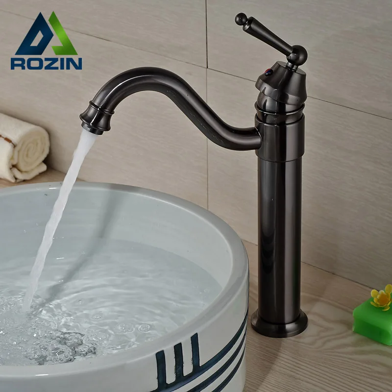 

Luxury Long Neck Bathroom Sink Vessel Faucet One Hole Single Handle Basin Mixer Tap Oil Rubbed Bronze