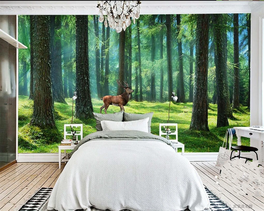 Beibehang HD Green Wallpapers Green Pine Trees Trees Sunny Landscape Decorative Wallpaper Mural papel de parede 3d wallpaper