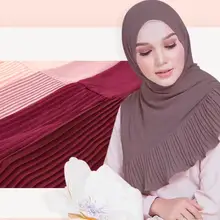 12 шт./лот) популярные женские плиссированные шифоновые морщинки мусульманские шали Хиджаб мусульманские шарфы/шарф GBS399