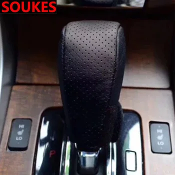 

Genuine Leather Car 5 6 Speed Gear Shift Knob Cover For Renault Megane Duster Clio Honda Civic Fit VW touareg mk7 Mazda 3 6