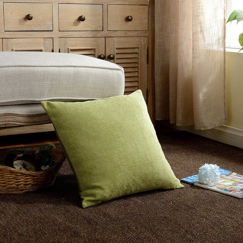 45*45cm Vintage Plain Pillow Cover Decorative Cotton Linen Throw Pillow