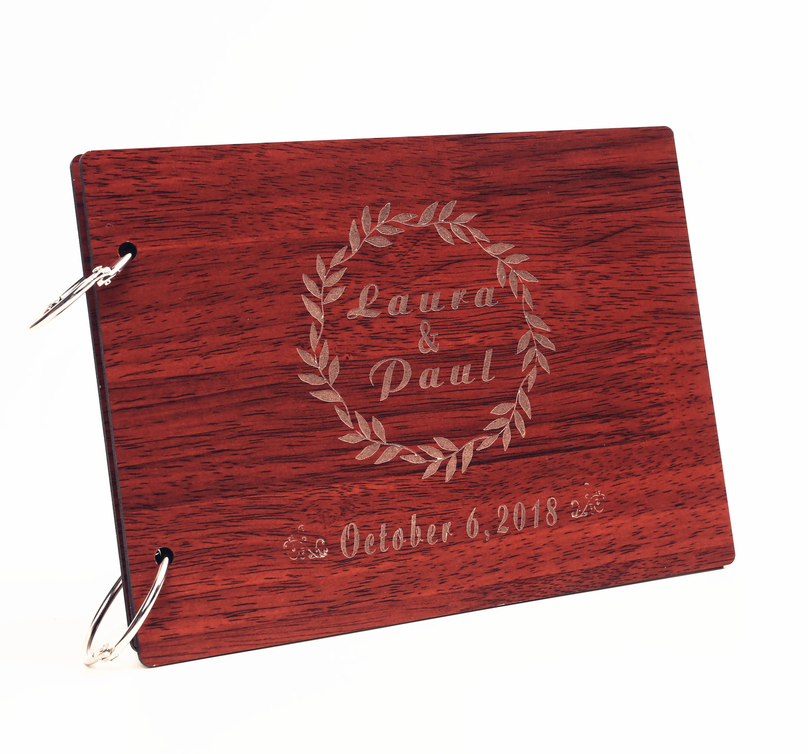 

Personalized Wood Guest Book Engagement Gift for Couple Wedding Photo Album Custom Guestbook Rustic Guest Book