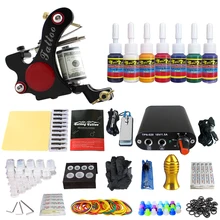 Полный комплект для тату-катушки для подводки Shader Электропитание педаль иглы рукоятка наконечники татуировки тело и искусство TK105-15
