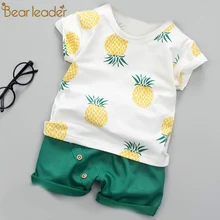 Комплект одежды для маленьких мальчиков; летний хлопковый спортивный костюм с принтом фруктов для мальчиков; комплект одежды для маленьких мальчиков; футболка и шорты