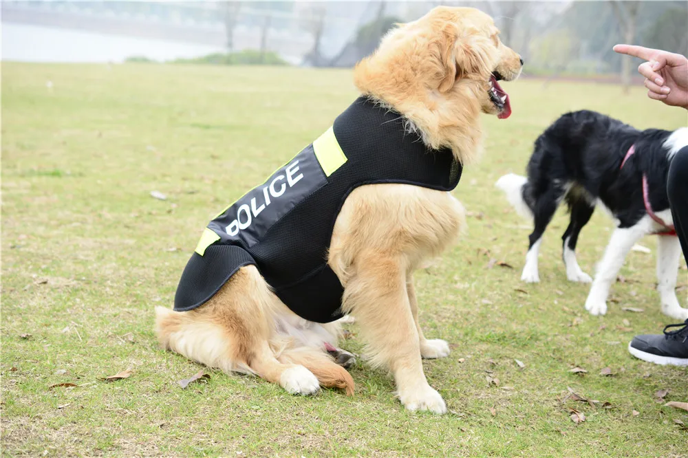 Onewellpet брендовый светоотражающий сетчатый черный жилет с полицейским логотипом подходит для Dobermann и другие большие домашние собаки