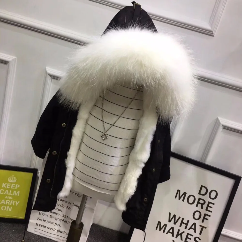 Beste Winter Meisjes Bontjas Kinderen Natuurlijke Konijnenbont Kids Jasje Warme Parka Real Raccoon Fur Jongens Meisjes Jas maat 110 170 TZ204