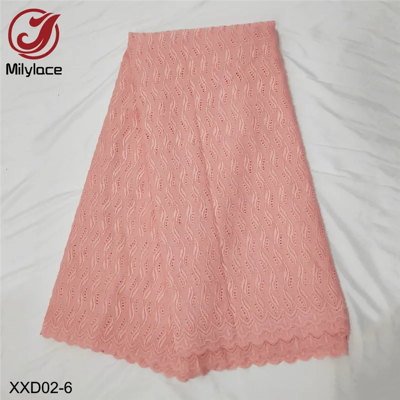 Выдолбленный сладкий цвет сухой кружевной ткани однотонная вышитая вуаль кружевной ткани 5 ярдов высокого качества для женской одежды XXD02 - Цвет: orange-pink